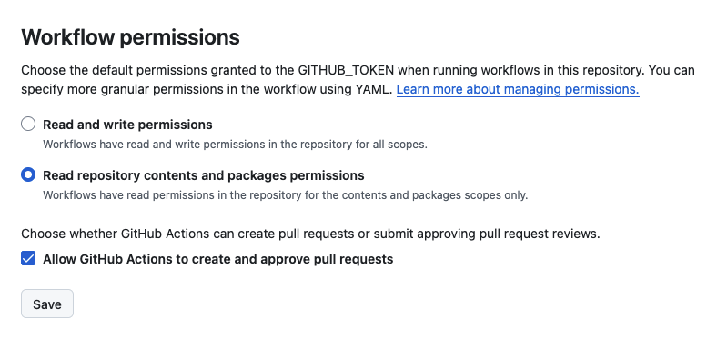 Allow GitHub Actions to create pull requests