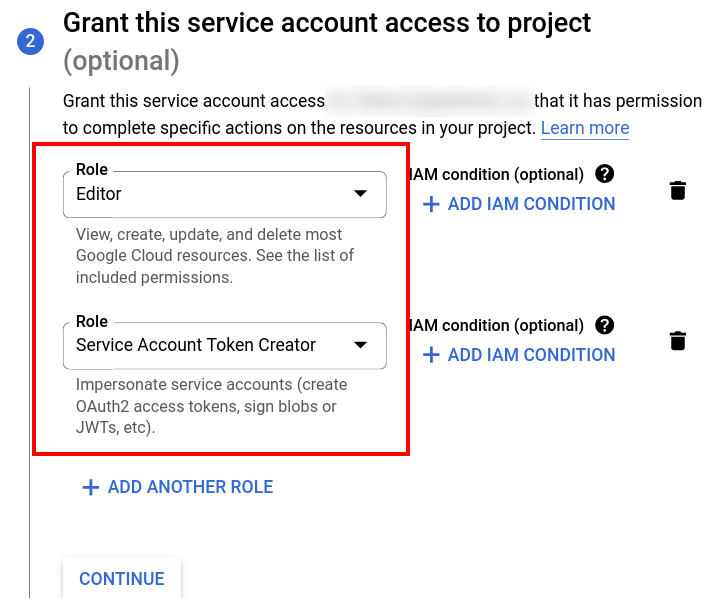 Create Google Cloud service account roles