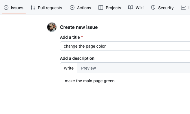 Create a GitHub issue