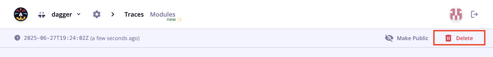 delete a trace